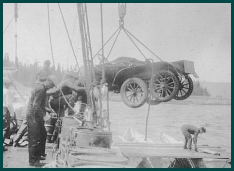 Donald B MacMillan Snowmobile being loaded on the Schooner Bodwoin in Mainesm.jpg (33422 bytes)